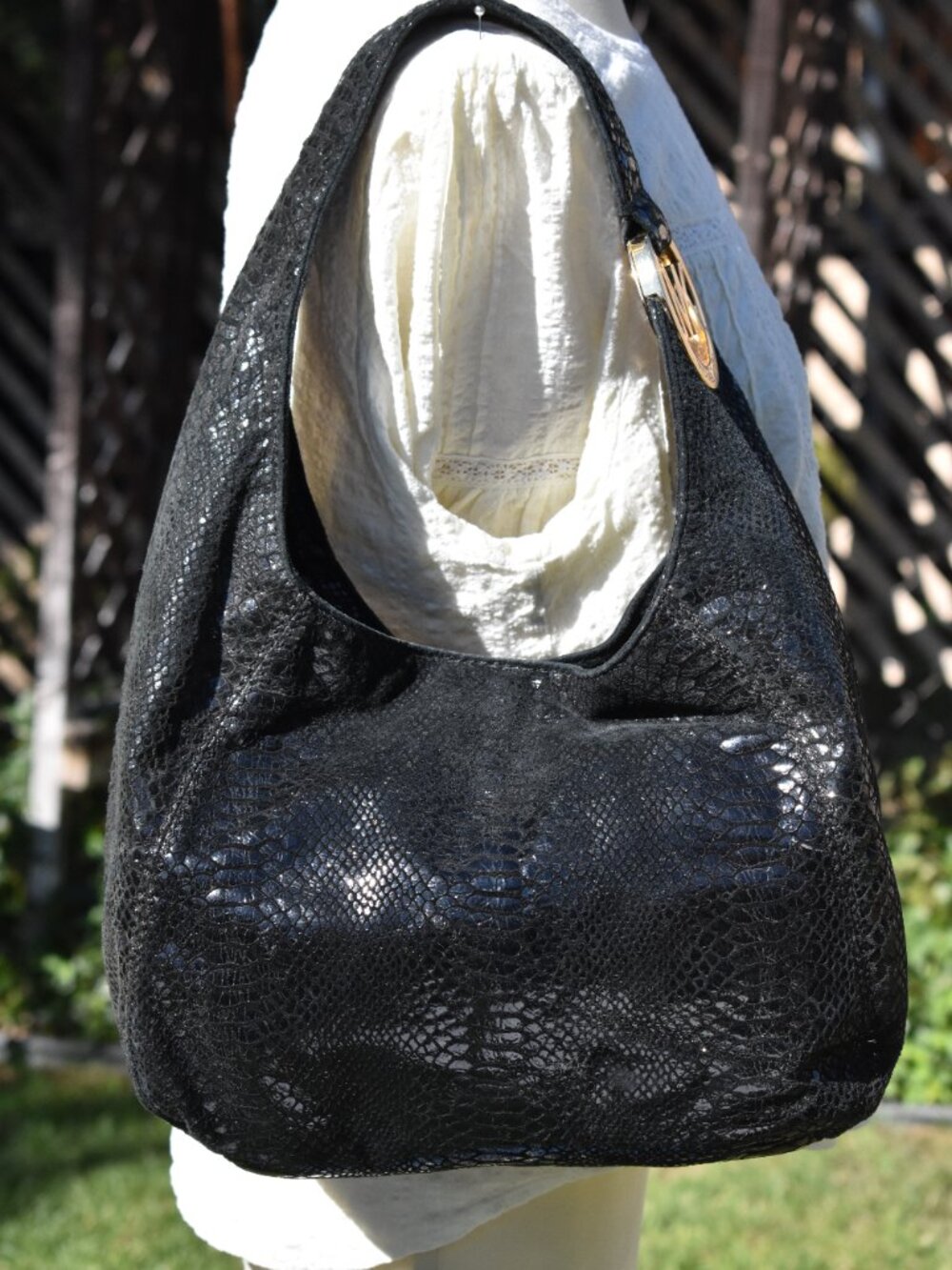 Michael Kors Black Rattlesnake Print Hobo Shoulder Bag - Picture 3 of 12